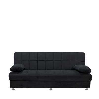 Καναπές Κρεβάτι Τριθέσιος LAURA ΙΙ Μαύρο 190x84x86cm