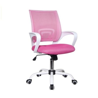 BF2101-S Πολυθρόνα-Pro Γραφείου με Ανάκλιση, Βάση Μέταλλο Βαφή Άσπρο, Ροζ Mesh