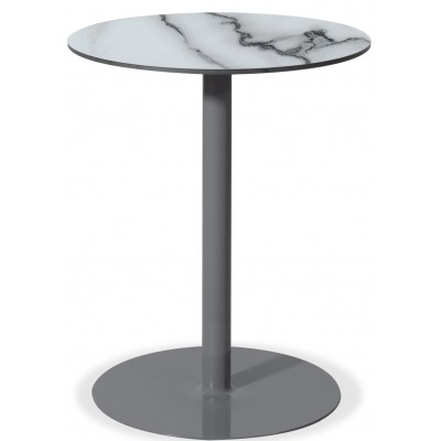Στρογγυλό Μεταλλικό Τραπέζι Με Επιφάνεια Compact Hpl Λευκό Ø60x75cm