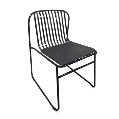 STRIPE Καρέκλα Κήπου Βεράντας, Μέταλλο Βαφή Μαύρο Μαξιλάρι Μαύρο PU