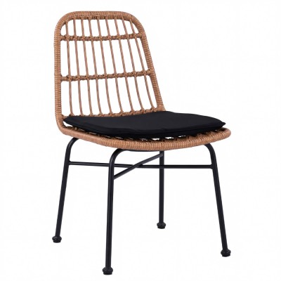 Καρέκλα Κήπου AFRANIUS Φυσικό/Μαύρο Rattan/Μέταλλο 47x50x85cm