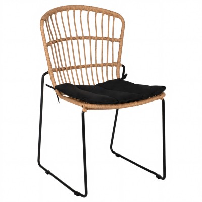 Καρέκλα Κήπου ALFENUS Φυσικό/Μαύρο Rattan/Μέταλλο 50x55x84cm
