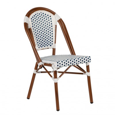 Καρέκλα Κήπου MUTARAZI Λευκό/Μπλε Αλουμίνιο/Rattan 50x57x85cm