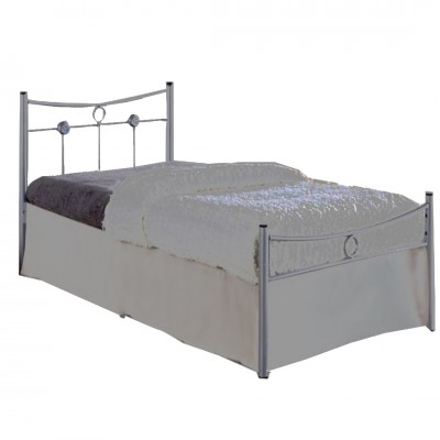 DUGAN Κρεβάτι Μονό, για Στρώμα 90x200cm, Μέταλλο Βαφή Silver